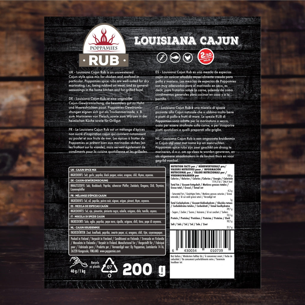 Poppamies Cajun Food Seasoning Rub