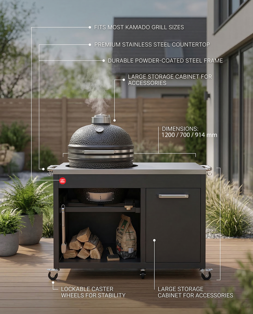 GET RED Kamado Table