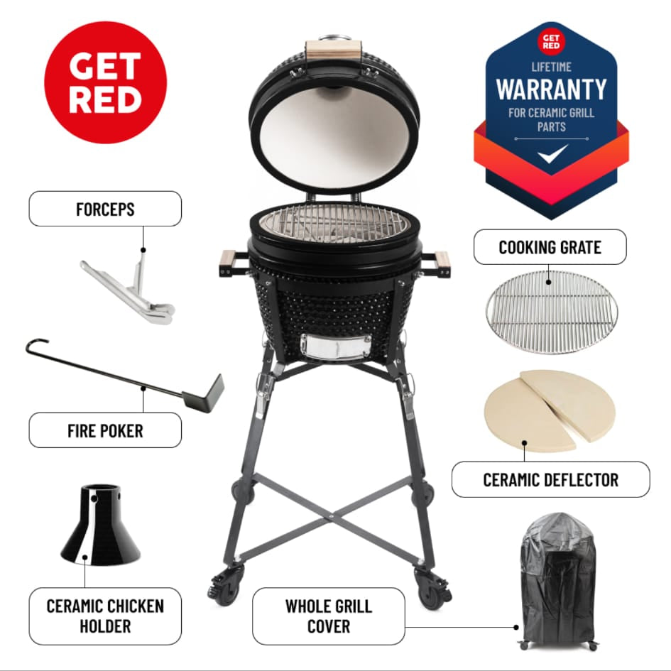 GET RED Kamado Grill 16″ (40cm)