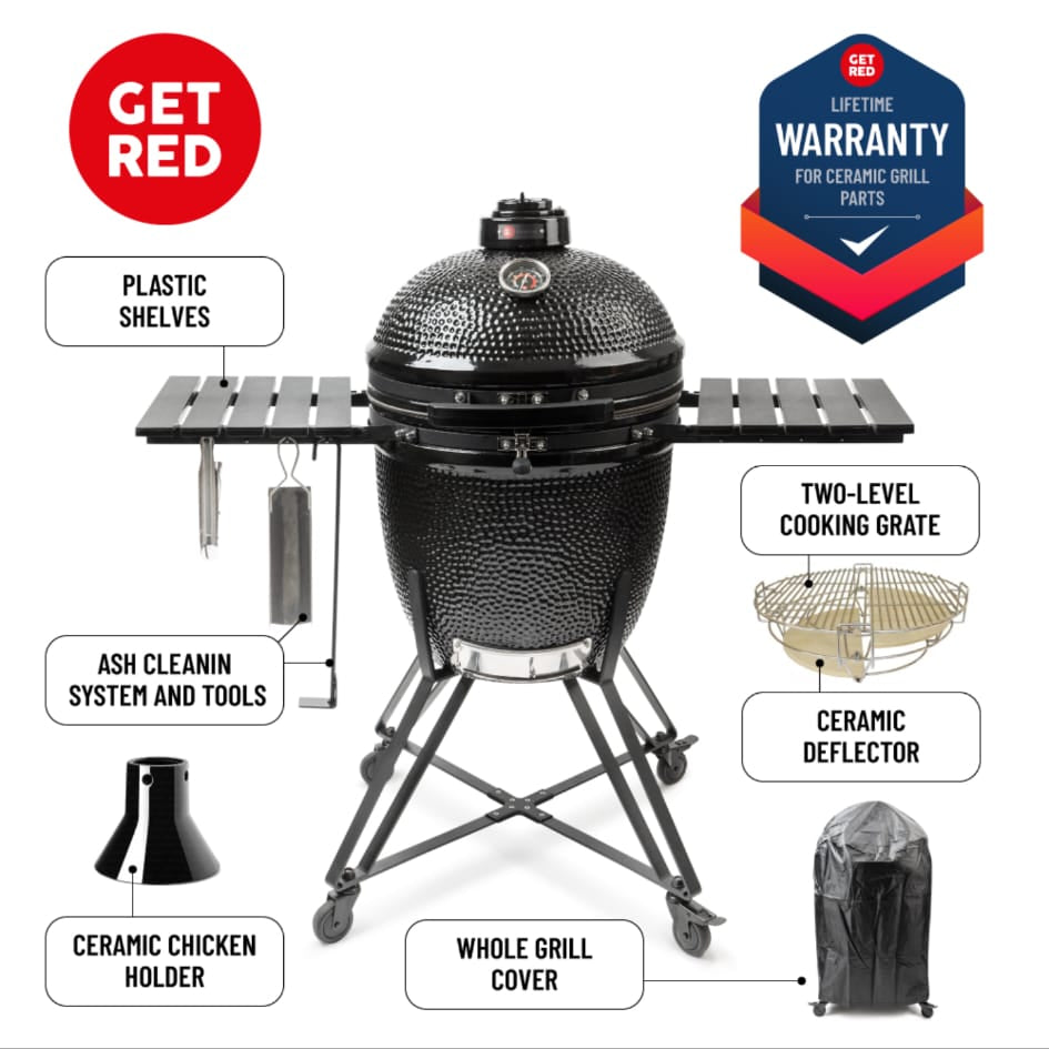GET RED Kamado Grill 22″ (56cm)